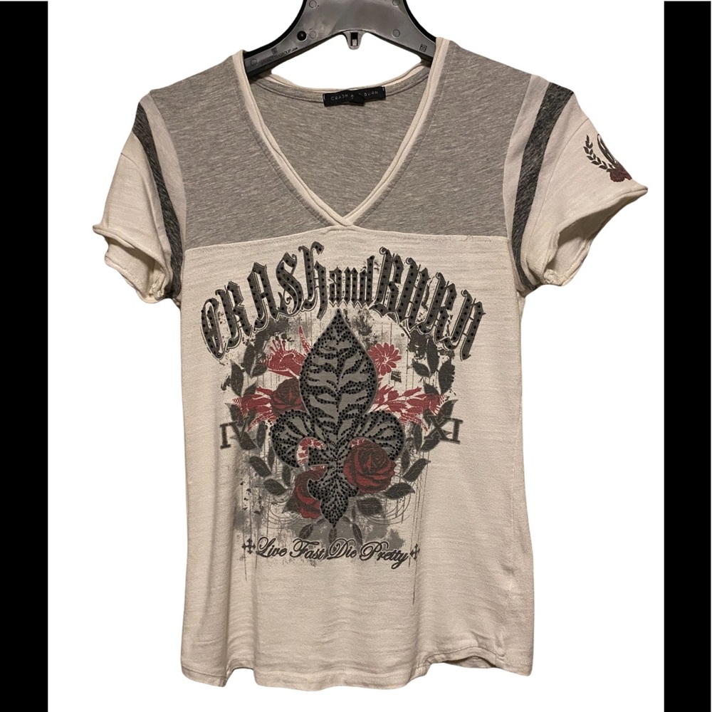 Crash & Burn Graphic Embellish ShortSleeveTee Fleu deLis Size S